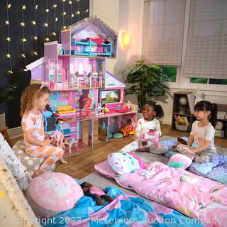 New in box - Kidkraft Ultimate Slumber Party Mansion Dollhouse - 60+ accessories - Almost 5 feet tall - Fits dolls up to 12” - Lights & sounds - $189 see link (New)