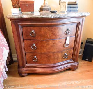 Thomasville British Gentry Collection Wooden Nightstand with Marble Top (Contents Not Included)