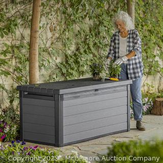 New in box - Keter EvoTECH Cortina 150 Gallon Deck Box - 59.7 in. x 28.5 in. x 27.5 in - great for outdoor cushions and Gear - Weather Resistant Storage That Gives You Peace of Mind - $249 - SEE LINK (New)