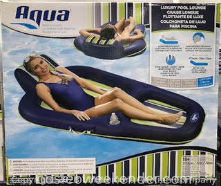 Aqua Pool Lounge - Extra Long - Dual Lock Valve - Comfortable Headrest - Cool Weave Fabric -  (New)