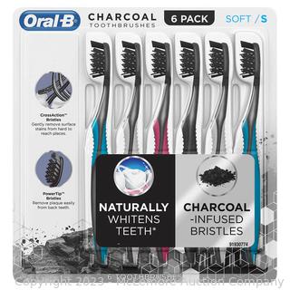 Oral-B Charcoal Toothbrush, 6-pack - Medium Bristle (New)