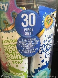 Crayola Bath Activity Bucket 30 Pc Set For Kids ! Bath Bombs, Finger Paint Etc! - See photo (New - Open Box)