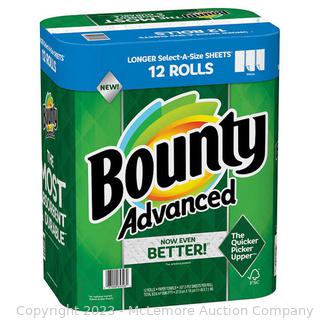 Bounty Advanced Paper Towels, 2-Ply, 107 Sheets, 12-count (New)