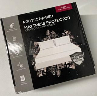 PROTECT A BED Charcoal Infused Mattress Protector, QUEEN Odor Control Waterproof (New - Open Box)
