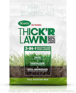 Brand New - Scotts Turf Builder Thick'R Lawn 40-lb Tall Fescue Lawn Repair Mix - 3-in-1 solution for thin lawns, including seed, fertilizer and soil improver - $64 at Lowes - SEE LINK (New)