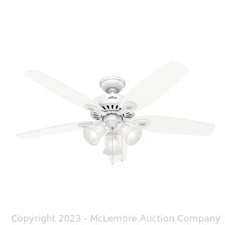 Hunter  52" Snow White LED Indoor Downrod or Flush Mount Ceiling Fan with Light (5-Blade)
