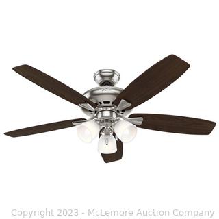 Hunter Winslow 52-in Brushed Nickel Indoor Downrod or Flush Mount Ceiling Fan with Light (5-Blade) Retail $119.00