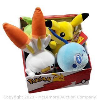 Pokemon Pikachu Scorbunny Sobble Grookey Plush Stuffed Animal 7" Toy Set 4 Pack (New - Open Box)