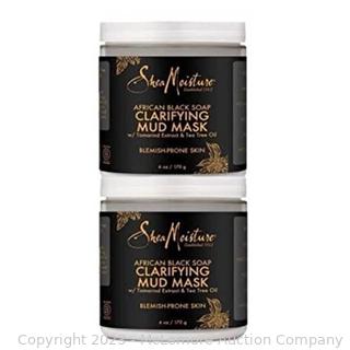 SHEA MOISTURE African Black Soap Clarifying Mud Mask w/ Tamarind Extract & Tea Tree Oil, 6 oz (2-pack) (New - Open Box)
