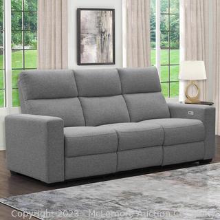 Brand New in Box - Florentia Fabric Power Reclining Sofa by Abbyson Living - Gray - 84” W x 39” D x 41” H - Sofa features 2 smooth-operating power reclining seats - WITH USB ports - SEE LINK! (New)