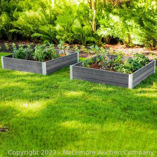 NEW - White Vinyl Raised Garden Bed, 2-pack, Model VT17114 - WHITE -  4 feet long by 4 feet wide and 11 inches high each - Separate or Join! - $118 at Walmart - See link (New)