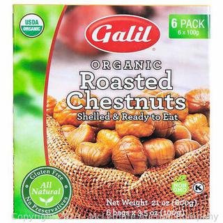 Galil Organic Roasted Chestnuts, 20 oz, 6-pack  (New - Open Box)