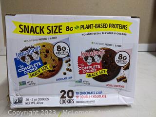Lenny & Larry's The Complete Cookie, Snack Size 2 oz, Chocolate Chip - Double Chocolate - 20 Pack -  (New - Open Box)