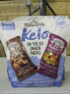 Nature’s Garden Keto On The Go Snack Packs 18 oz (1 Ounce x 18 count)  (New - Open Box)