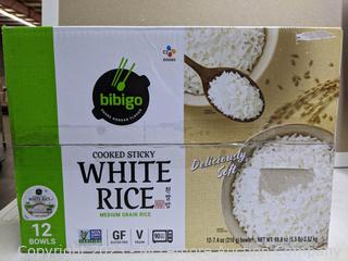 Bibigo Cooked Sticky White Rice Bowls, Medium Grain, 7.4 oz, 12 ct (New - Open Box)