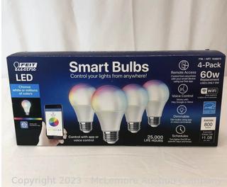 Feit Electric Smart Bulbs 9W LED Replaces 60W 800 Lumen Wi-Fi 4 PACK  (New)