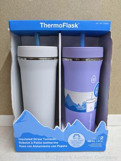 Out of box - ThermoFlask 32oz Insulated Straw Tumbler - 2-Count (New)