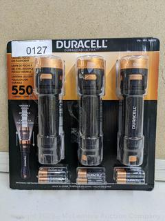 Duracell Durabeam Ultra LED Flashlight, 550 Lumens, 3-count - Missing batteries (See Description)