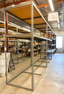 Row of Heavy Duty Shelving Racks, 4 Sections (Contents Not Included)