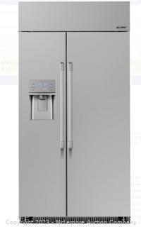 Dacor Professional  DYF42SBIWR 42 Inch Counter Depth Built-In Side by Side Refrigerator with freezer drawer   MSRP $9000  NEW, TESTED, UNIT HAS VERY MINOR COSMETIC DENTS - SEE PICS