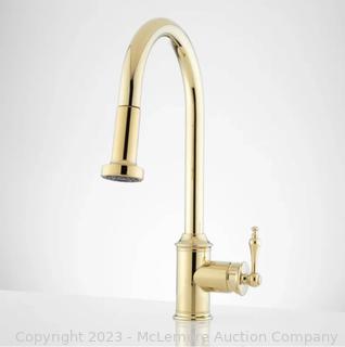 Signature Hardware Polish Brass Westgate Pull Down Kitchen Faucet M -WE7004A MSRP $250   APPEARS NEW IN BOX
