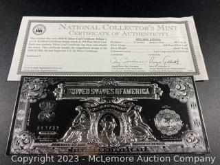 1899 Style $2 Silver Leaf Note With COA
