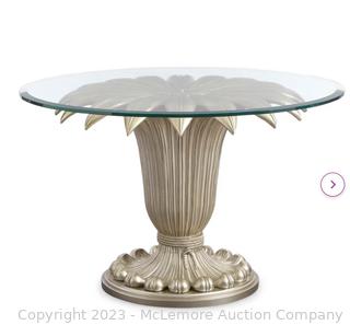 Caracole Compositions Fontainebleau Round Glass Dining Table  Appears New Open Box  MSRP $2720  Includes glass top and base