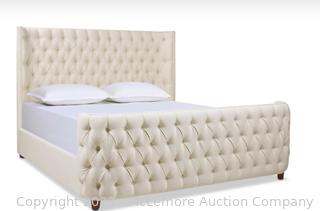 Jennifer Taylor Home King Brooklyn Tufted Panel Bed Complete Headboard, Footboard and Rails Open Box Appears New MSRP $ 1724