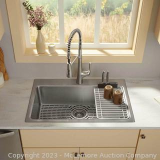 New open box - Kohler Pro-Function Kitchen Sink Kit - With Vibrant Stainless or Matte Black Faucet - Premium 18-gauge Stainless Steel - Single Bowl - Sweep Spray - $399 - SEE LINK (New - Open Box)