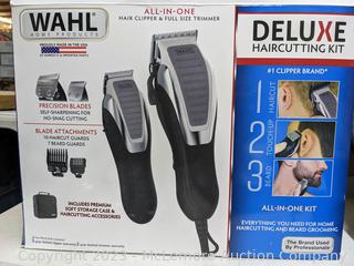 Wahl Deluxe Haircutting Kit - ULTRA-POWER Heavy Duty Motor - Self-Sharpening Precision Blades - 10 Secure-Fit Clipper Attachment Guards - 7 Secure-Fit Trimmer Guide Combs -  -Corded Clipper / Cordless Battery Trimmer - $47 - SEE LINK (New - Open Box)
