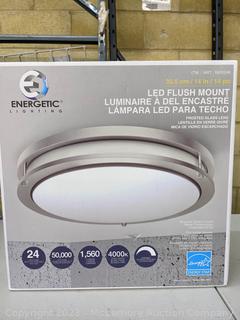 Energetic Lighting 14" LED Flush Mount - Patented Flex-Hinge Design - Brushed Nickel Finish with Contemporary Styling - Dimmable - See Link!  (New)