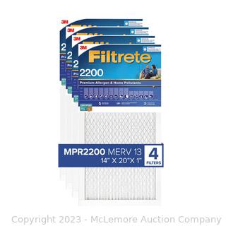 3M Filtrete 2200 Series Elite Allergen Air Filter, 14" x 20", 4 ct (New)