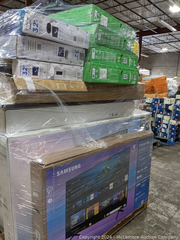 McLemore Auction Company Auction 7 Pallets of Salvage TVs from