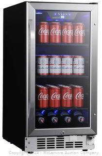 EdgeStar CBR902SG 15 Inch Wide 80 Can Built-In Beverage Cooler with Blue LED Lighting   MSRP $769 Appears New in box