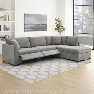 Brand New, In Box - Thomasville Miles Rockford Fabric Sectional with Power Footrest - 2 Power Reclining Footrests, Removable Back Cushions - $1,499.99 - SEE LINK