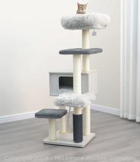 Used, Appears Complete - Catry Kasio 55 inch Cat Tree, With 6 levels and Large Condo, Gray - $99.99