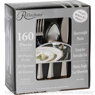 Reflections Disposable Cutlery Combo Plastic Fork, Knife, Spoon Cutlery Combo, looks like Silver, 160 ct