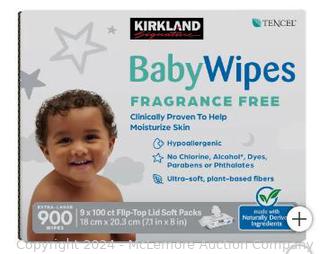 Kirkland Signature Baby Wipes Fragrance Free - 900 Count