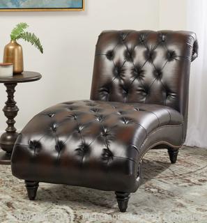  Abbyson Alessio Bonded Leather Chaise MSRP $1190