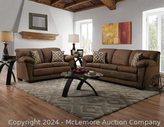 Chocolate Cloth Sofa and Loveseat- Made in the USA