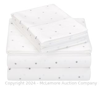 Pinzon 170 Gram Flannel Sheet Set - Queen, Grey Dot