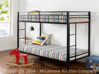 Zinus Aileene Twin over Twin Classic Metal Bunk Bed with Dual Ladders / Quick to Assemble