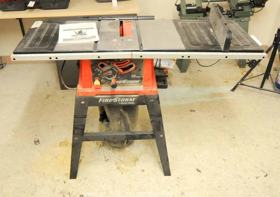 Mclemore Auction Company Auction Quality Filtration Surplus Equipment Shelving Tools And Office Furniture Liquidation Item Black Decker Firestorm Model Fs210ls 10 Table Saw