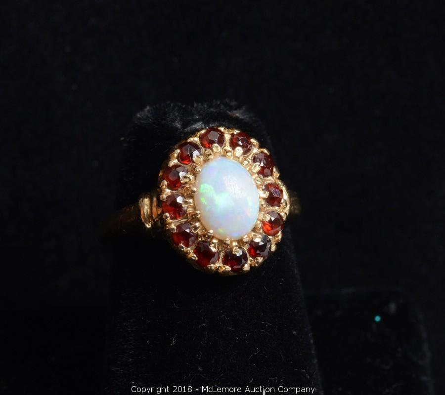 fire opal and garnet ring