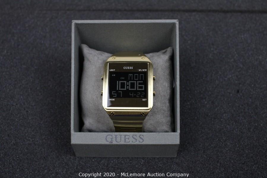guess digital watch gold
