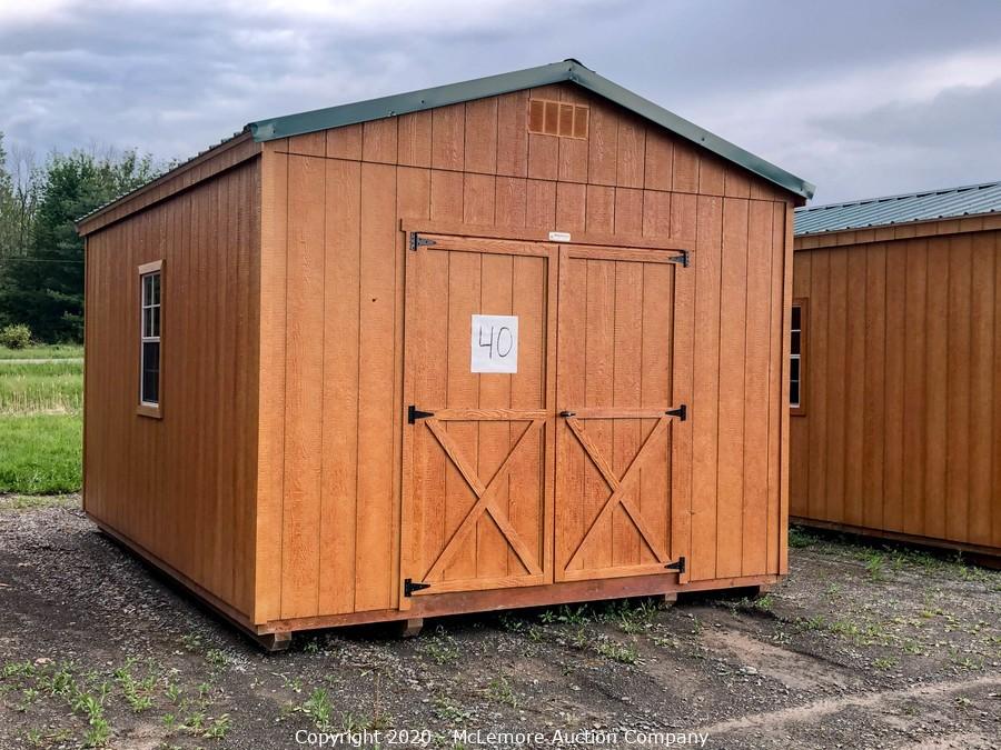 Mclemore Auction Company Auction 79 Unused Sheds Garages And Gazebos Located In Himrod Ny Woodtex Bankruptcy Auction Item 12 X 16 Original Shed By Woodtex