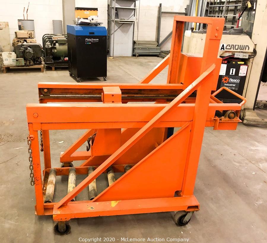 Mclemore Auction Company Auction Crown Electric Forklift Lathe Sand Blasting Cabinet Concrete Saw Tools Building Materials Furniture Electronics And More Item Sackett Systems Tc18 P Forklift Battery Transfer Cart