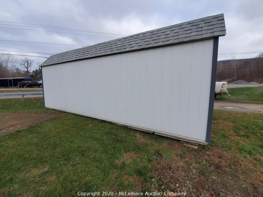 McLemore Auction Company Auction 12' x 24' Woodtex Shed Located in