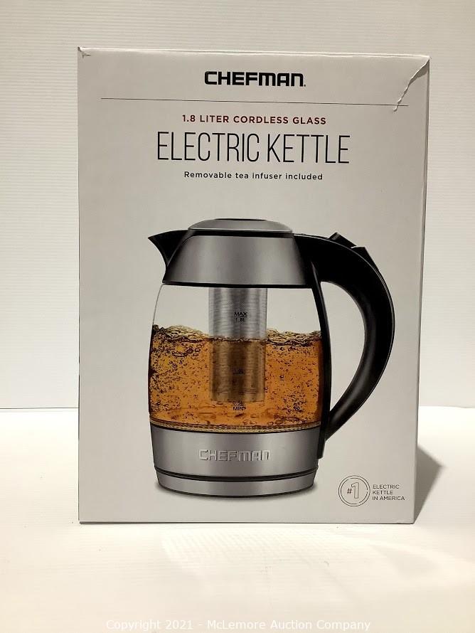 Chefman 1.8 Liter Glass Electric Tea Kettle with Removable Tea